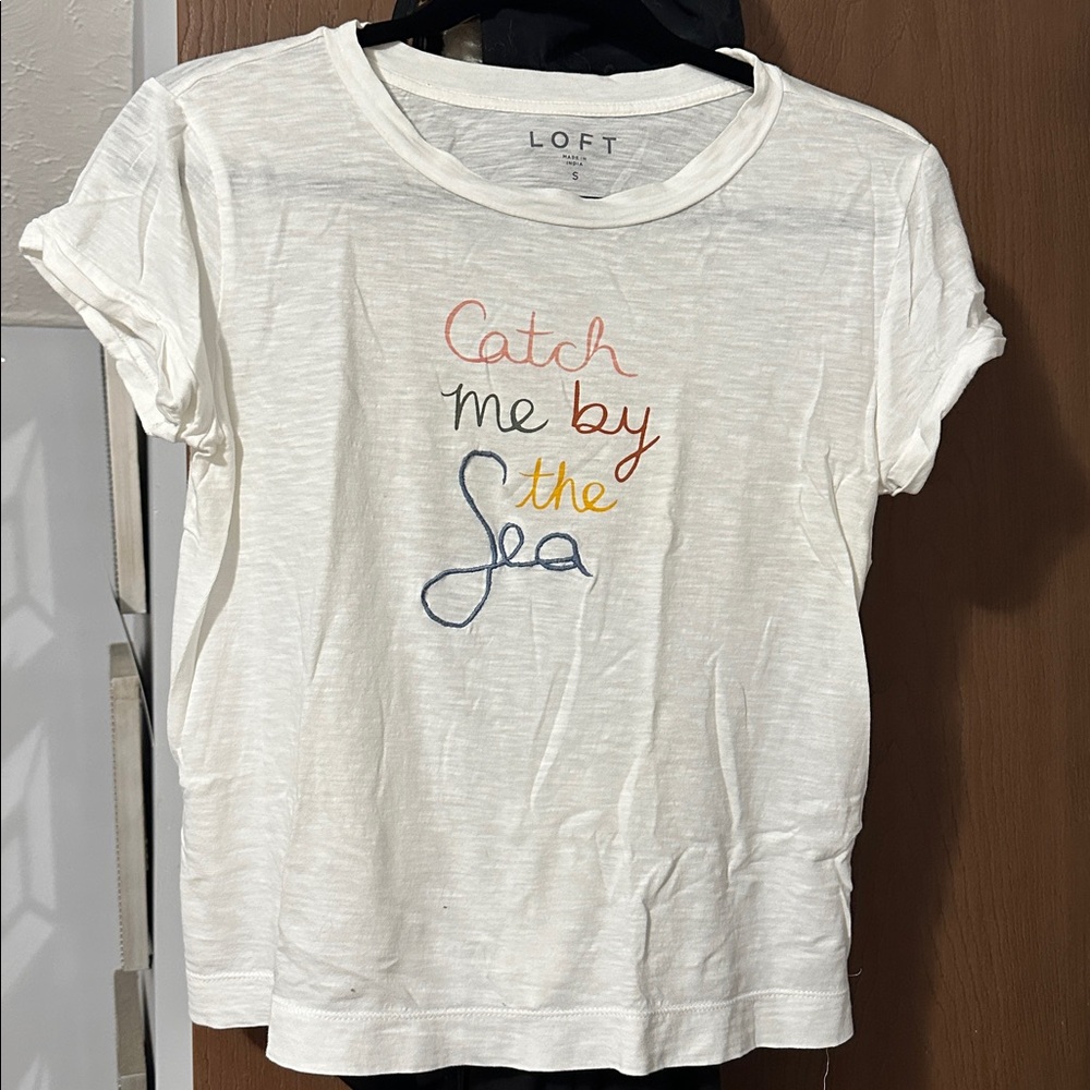 LOFT Cream Tee with Multicolor Graphic
